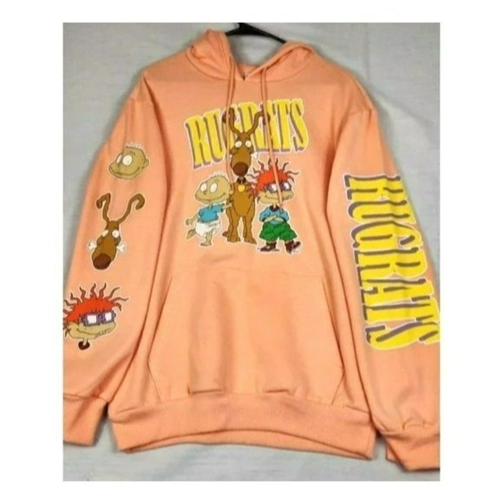 Nickelodeon‎ Rugrats Hoodie Unisex Small Peach  NEW 90s Cartoon Graphic